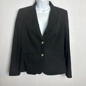 Lauren Ralph Lauren Womens Blazer Petites Size 10P Black Silver Buttons Academia